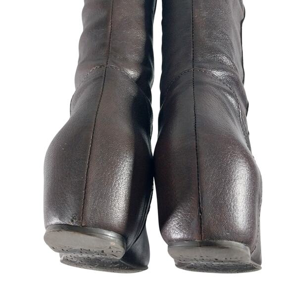 ENZO ANGIOLINI! ESPRESSO BROWN GENUINE LEATHER HIDDEN WEDGE HEEL BOITS! SZ 9.5M - Picture 9 of 11